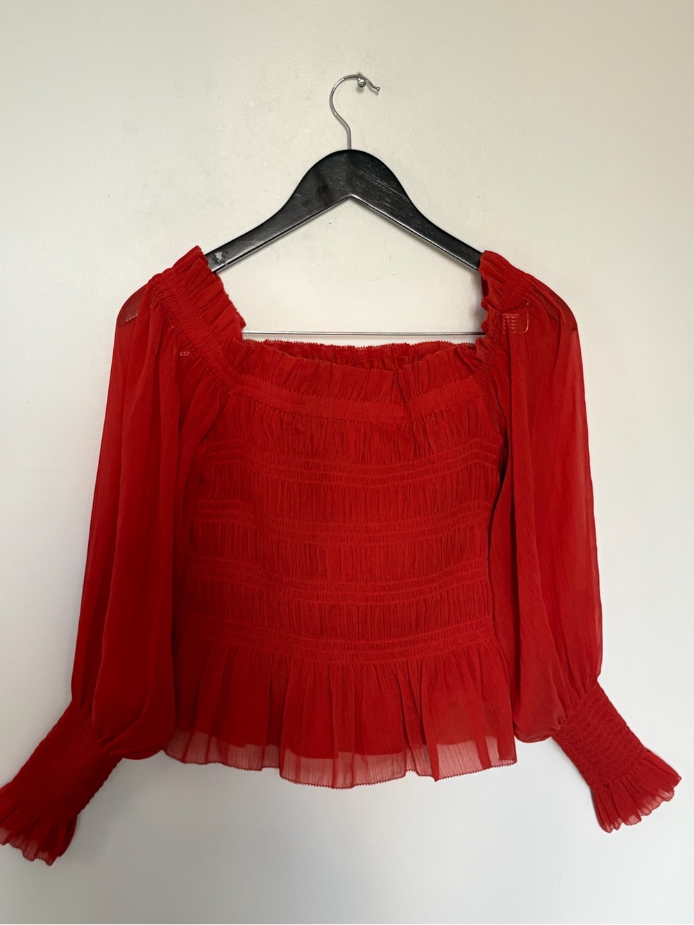 AllSaints Lara Off-The-Shoulder Top in Orange - 10 - Picture 7 of 12
